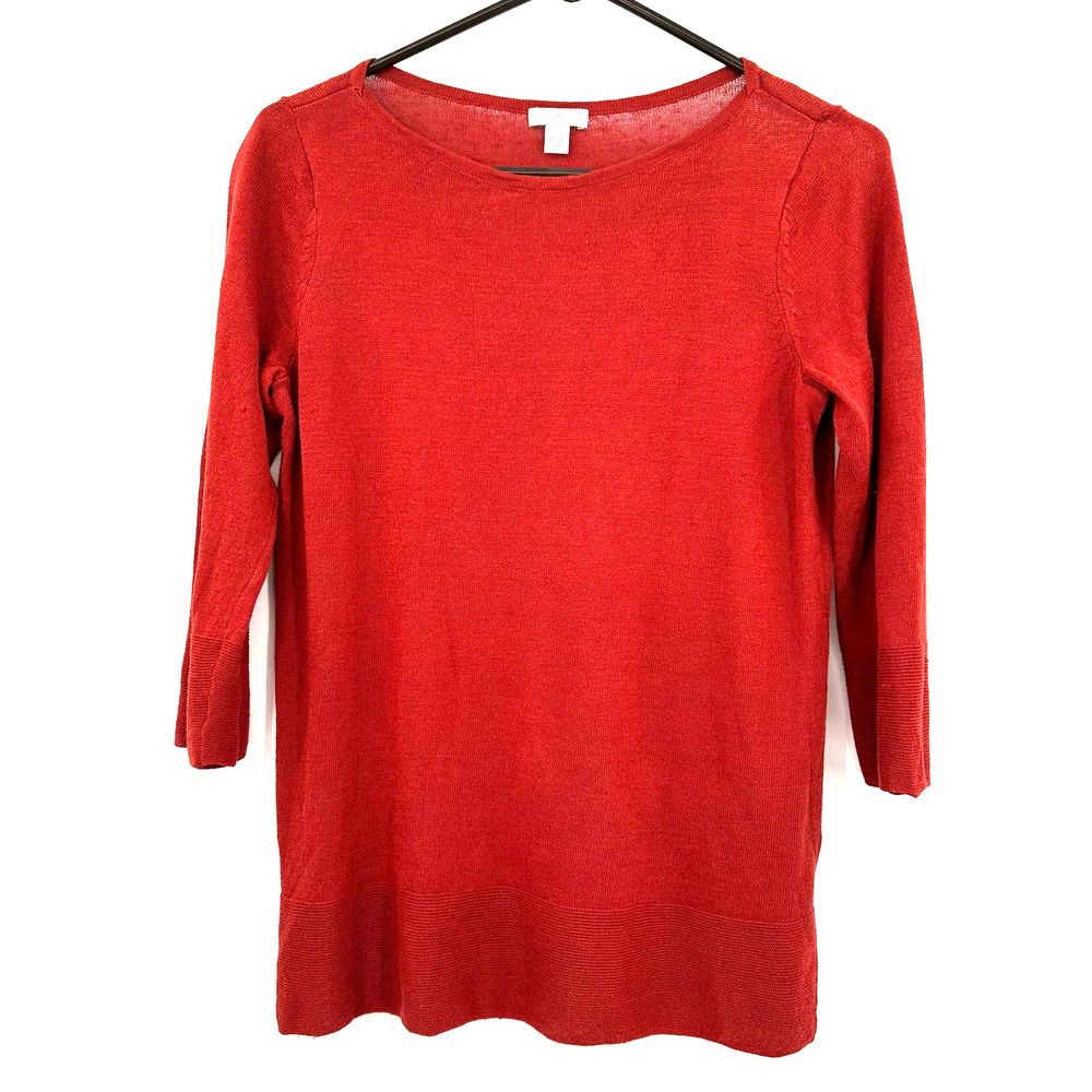 J. Jill size XS red linen cotton blend 3/4 length sleeve lightweight sweater